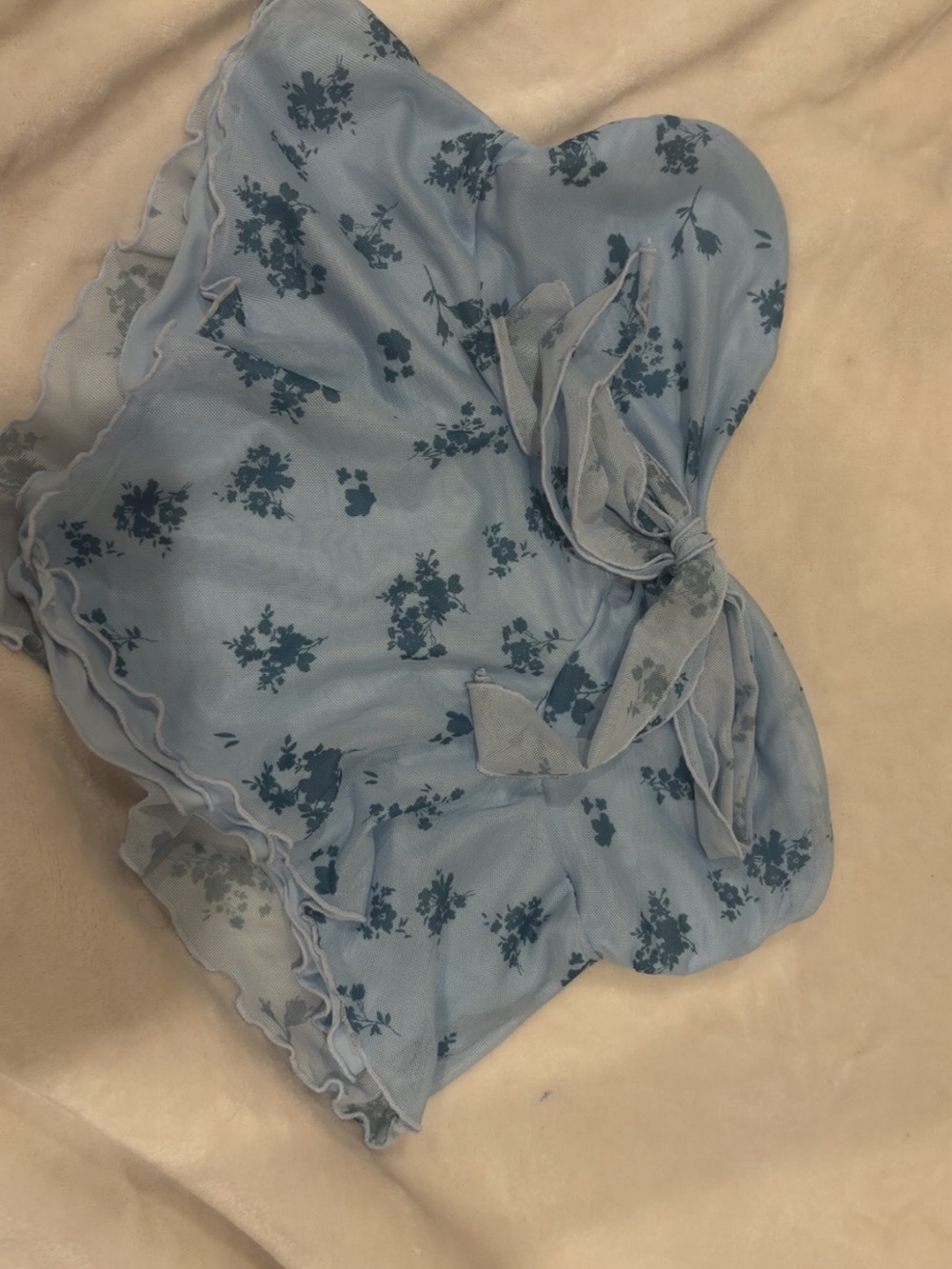 Light Blue Floral Tie-Front Camisole Top